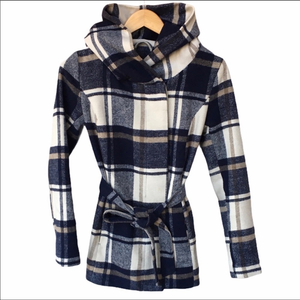Mossimo Supply Co Blue Plaid Fall Jacket Coat